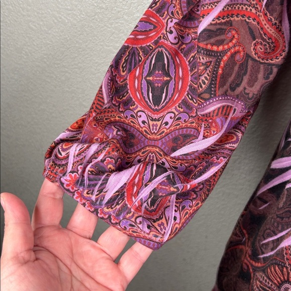 Apt. 9 Purple Y2K 90's Paisley Beaded Boho V-neck 3/4 Sleeve Top Size Medium - Picture 4 of 7